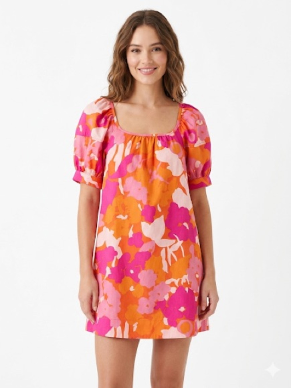 Free Assembly Women's Square Neck Mini Dress with Puff Sleeves Size XS